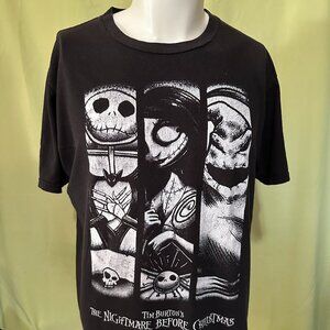 Tim Burton's The Nightmare Before Christmas Men's Black T Shirt Size Large Cotto
